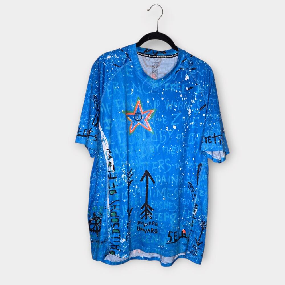 Cycology No Bull MTB Jersey Skull Blue Drawings Built In Pocket Men's Medium